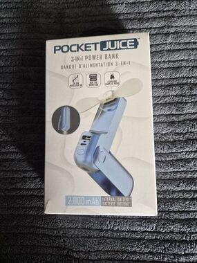 3-in-1 Blue Power Bank with Fan and Light